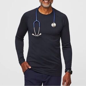 Figs Men’s Makato Seamless Longsleeve Underscrub Navy size XL